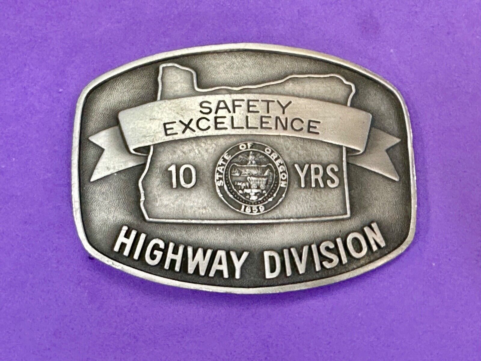 10 years safety-  excellence award Transportation Co Drivers Pewter belt buckle