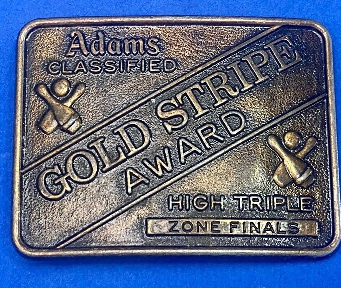 Adams Gold Stripe Bowling Award Belt Buckle Whiskey Co Zone Finals 