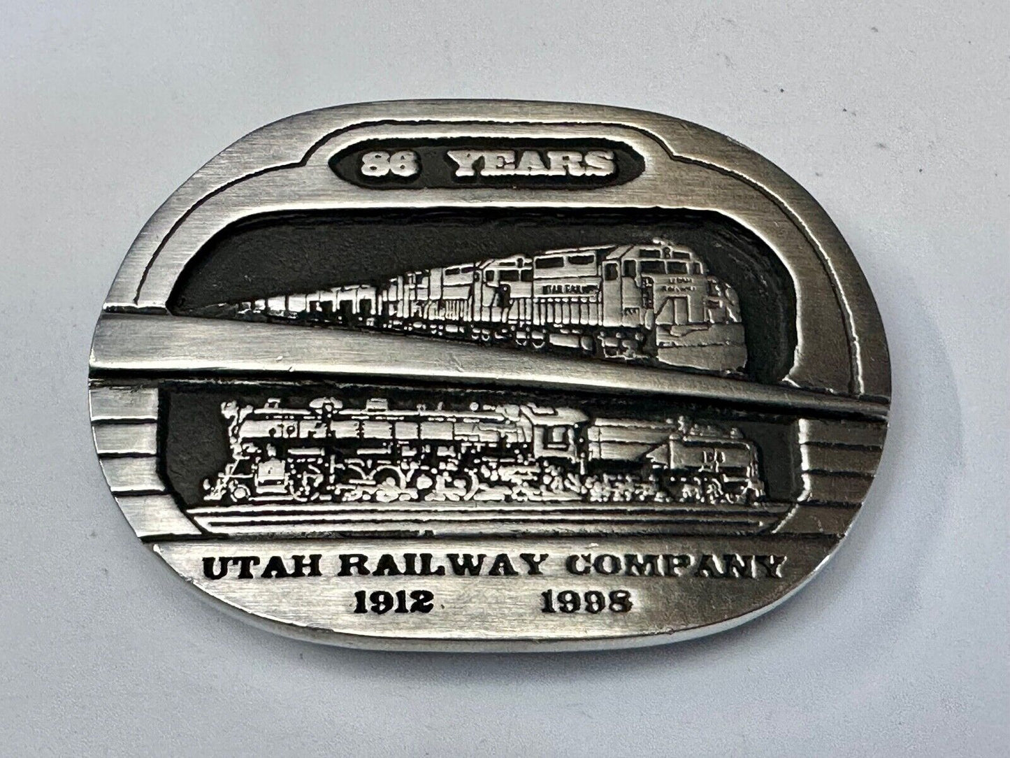 Utah Railway Co Vtg Train Railroad 86 Years - Gary Prazen Sculpture Belt Buckle