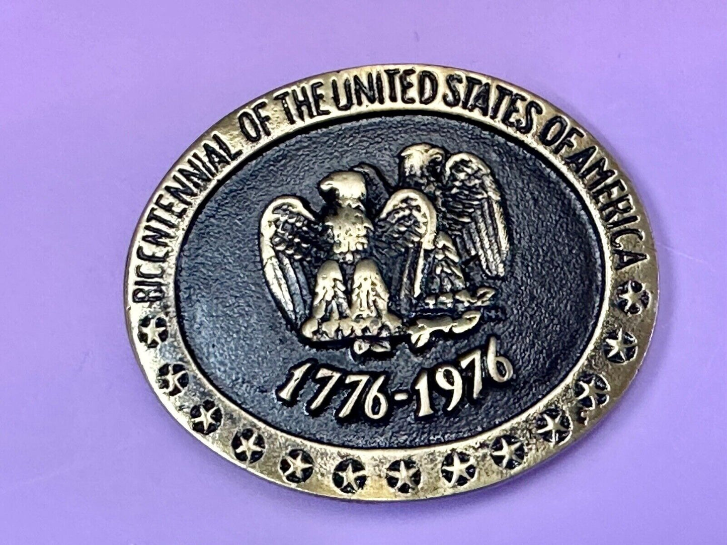 United States of American bicentennial Patriotic Eagle solid brass belt buckle