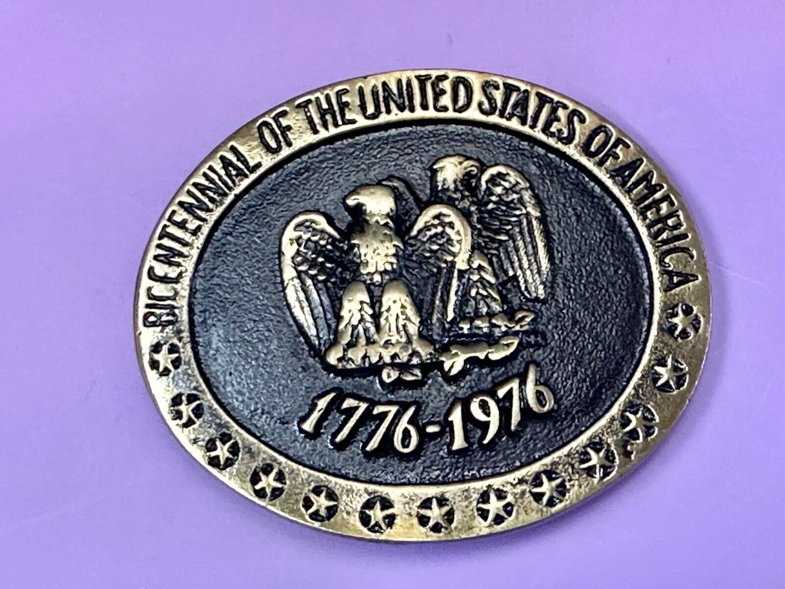 United States of American bicentennial Patriotic Eagle solid brass belt buckle