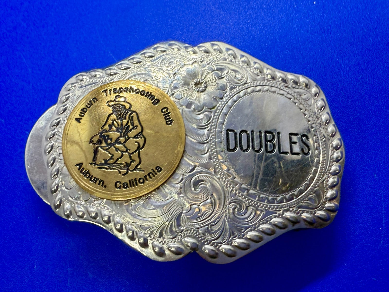 Auburn Trapshooting Auburn California Doubles Trophy Champion Awards Belt Buckle