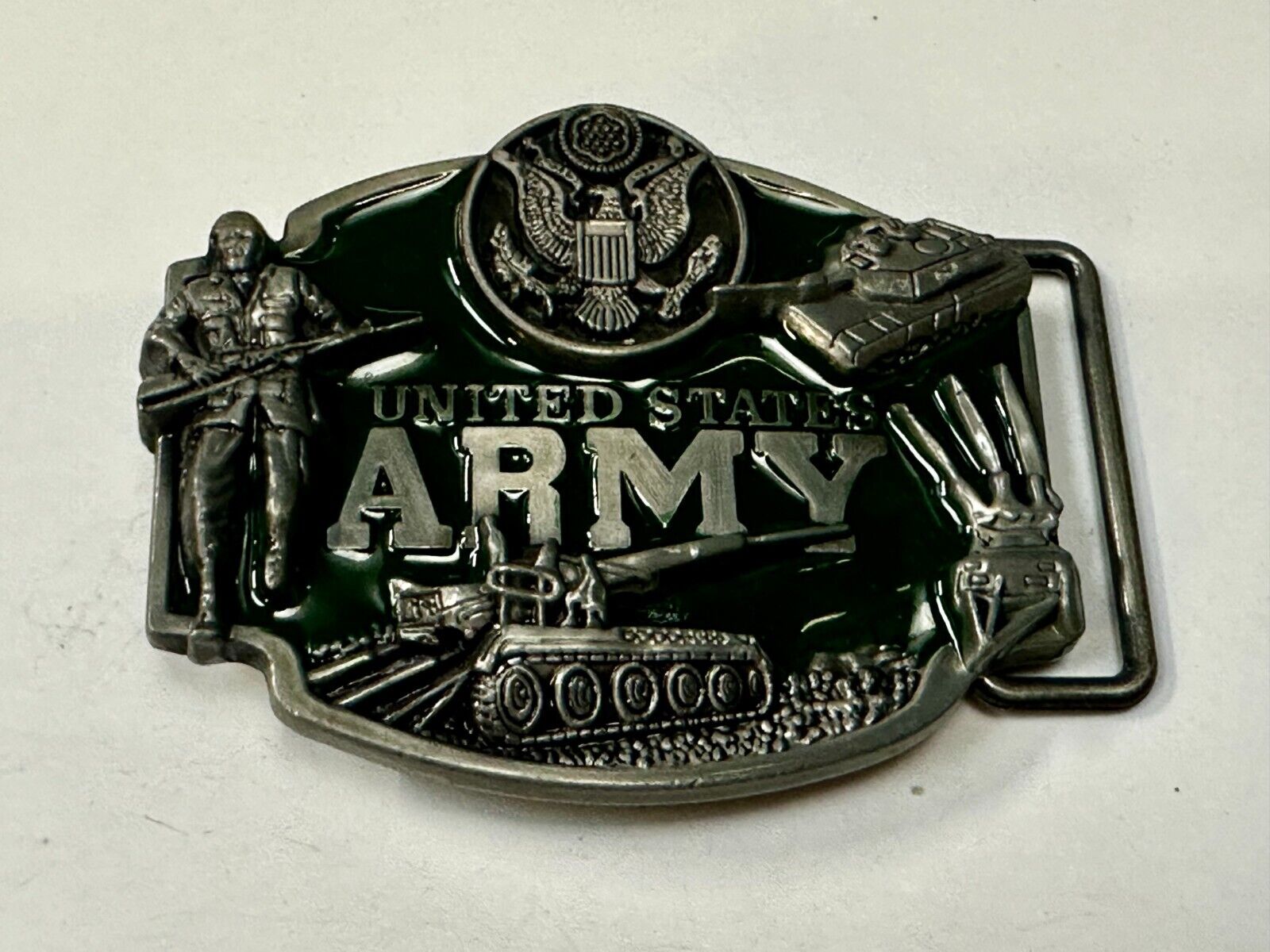 US Army United States Patriotic Soldiers Tanks Raised USA Eagle Belt Buckle