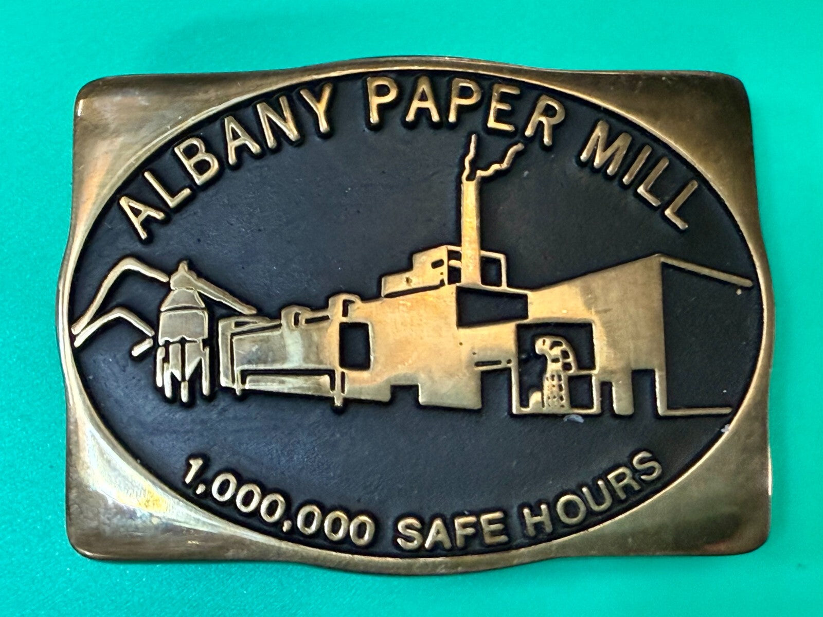 Albany Paper Mill 1,000,000 Safe Hours Solid Brass 1988 Anacortes Belt Buckle