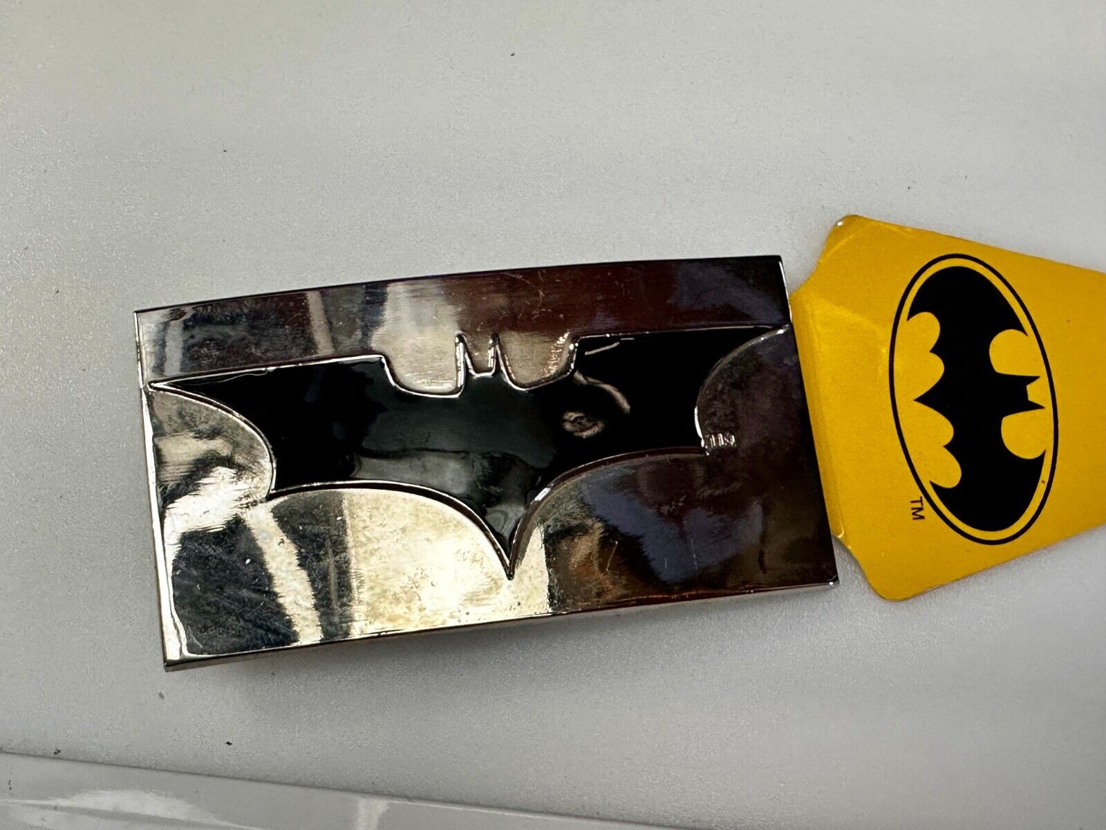 Batman Logo Black & Silver Licensed DC Comics Warner Bros NOS Belt Buckle