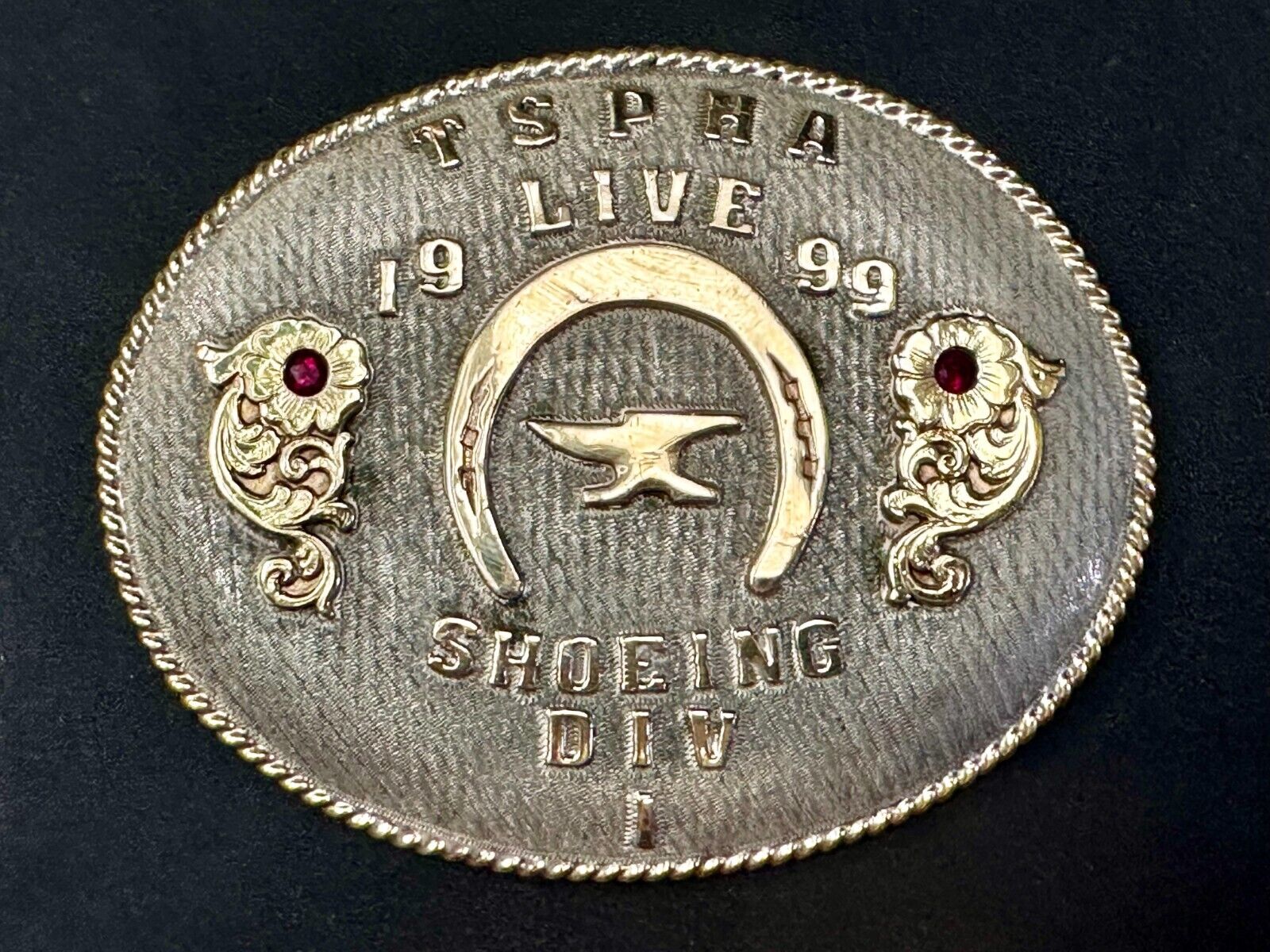 TSPHA Horse Texas Saddlebreds Shoeing 1999 Live Trophy RARE!  A E Belt Buckle