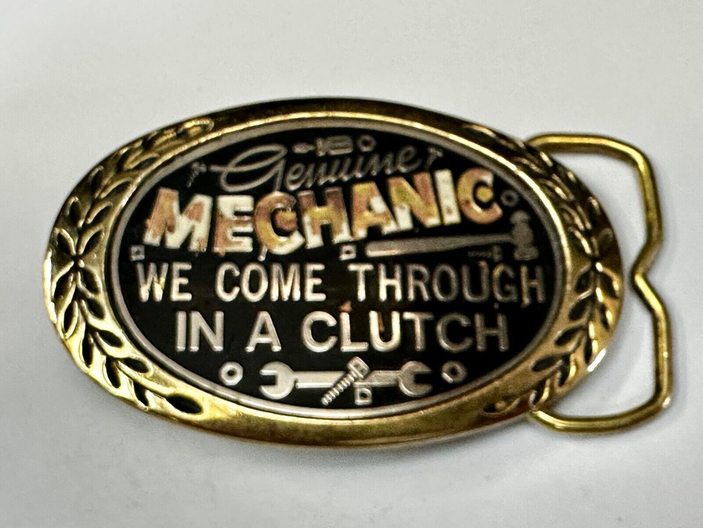 A Genuine Mechanic We come through in a clutch -Aminco 1980 Brass Belt Buckle
