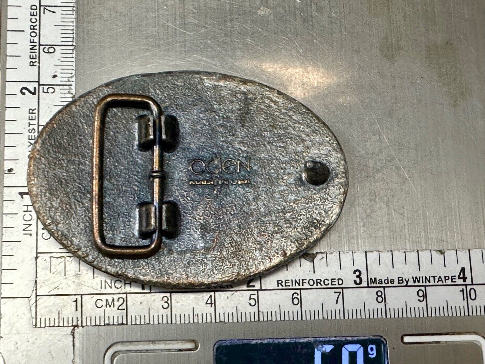 BILL  vintage custom name metal faux wood grain Belt Buckle By Oden