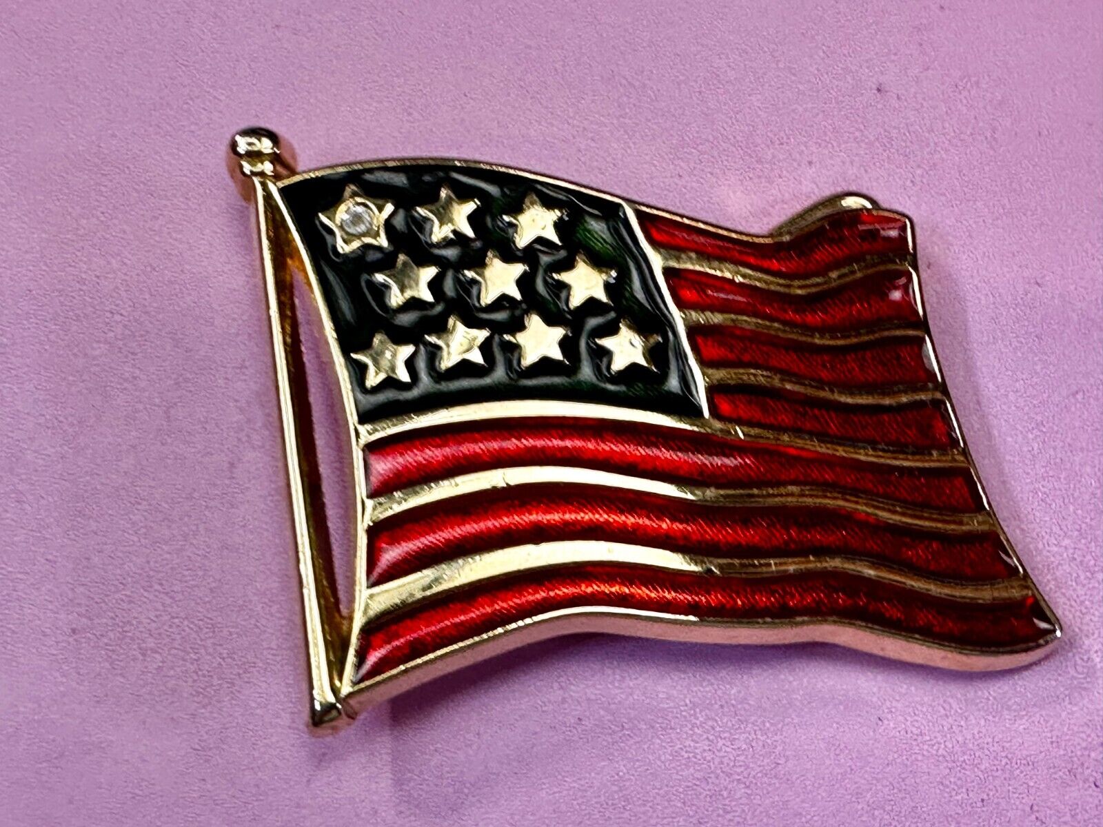 American Flag USA Stars and Stripe Enameled Patriotic United States Belt Buckle