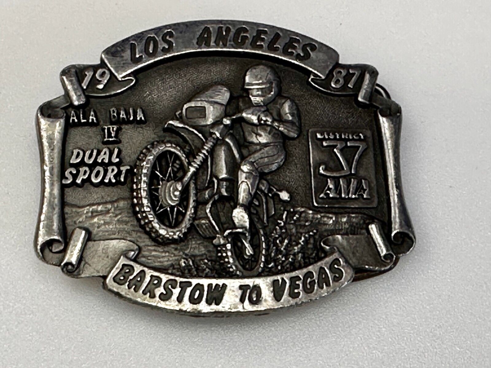 AMA Los Angeles to Barstow to Vegas 1987  Trail Ride Motorcycle Belt Buckle