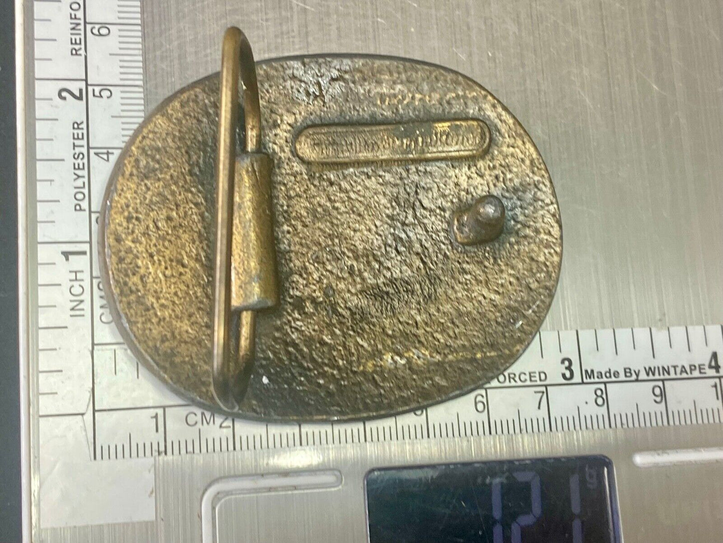 Two Deer Grazing In Nature Vintage Brass Tone Belt Buckle 