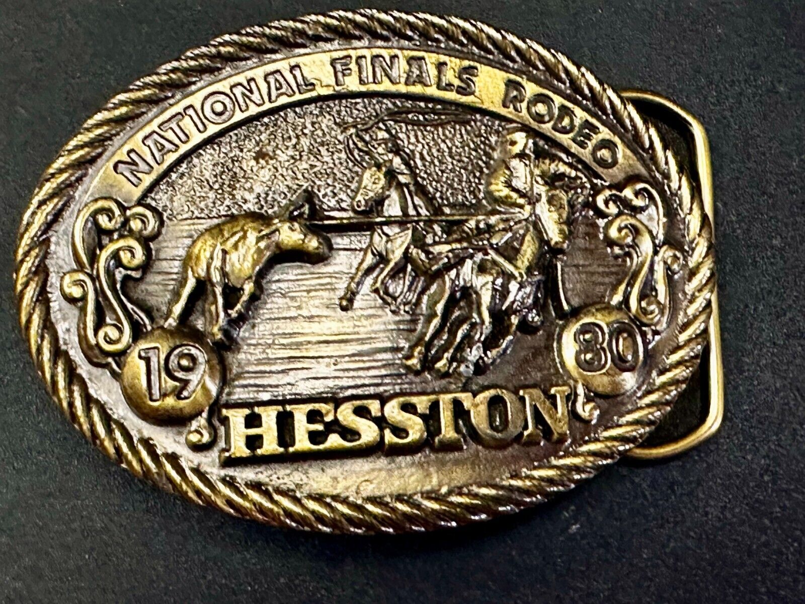 1980 Hesston NFR National Finals Rodeo Cowboys Western Belt Buckle