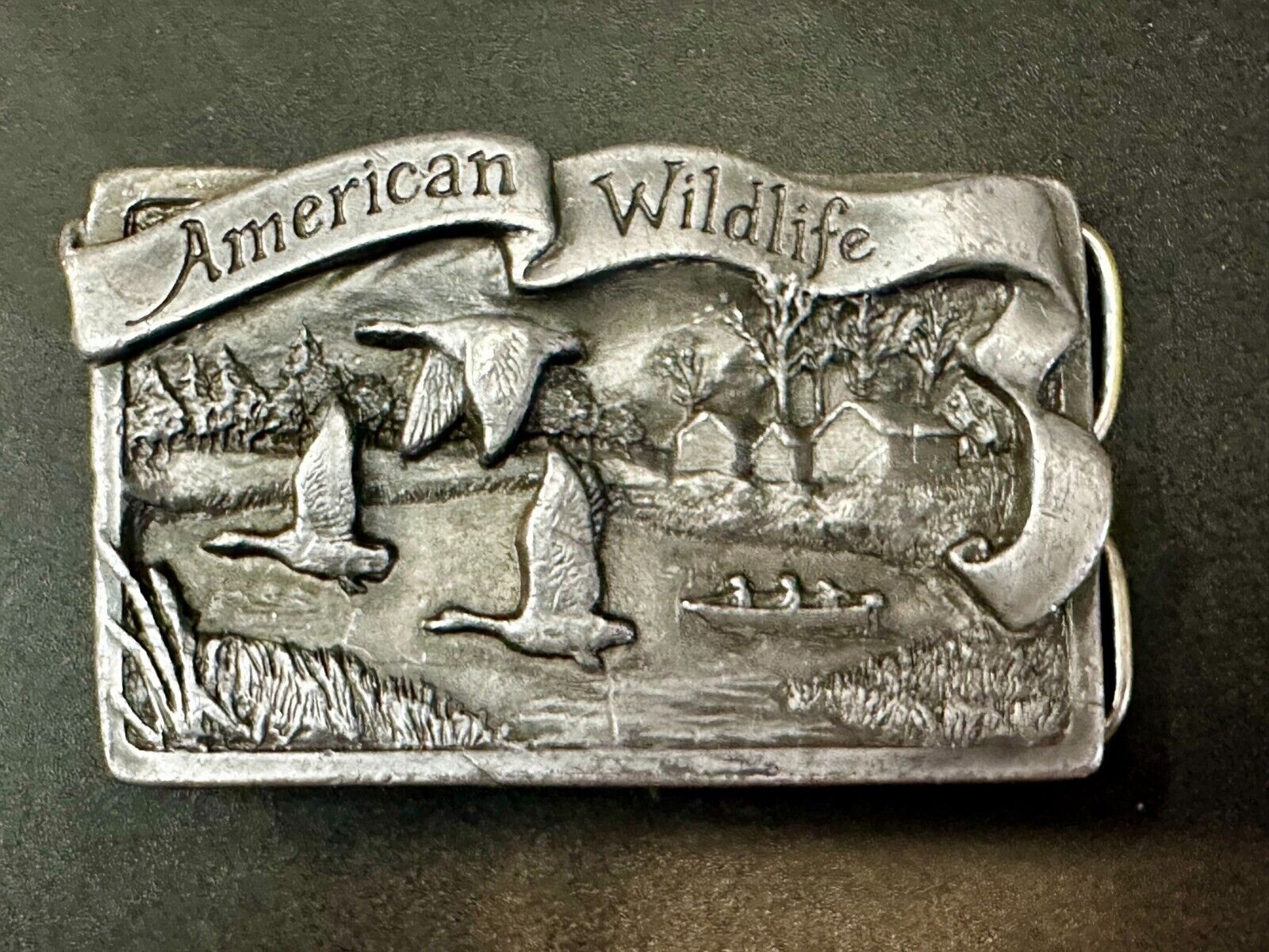 American Wildlife Birds Ducks Hunting Commemorative Vintage 1987 Belt Buckle
