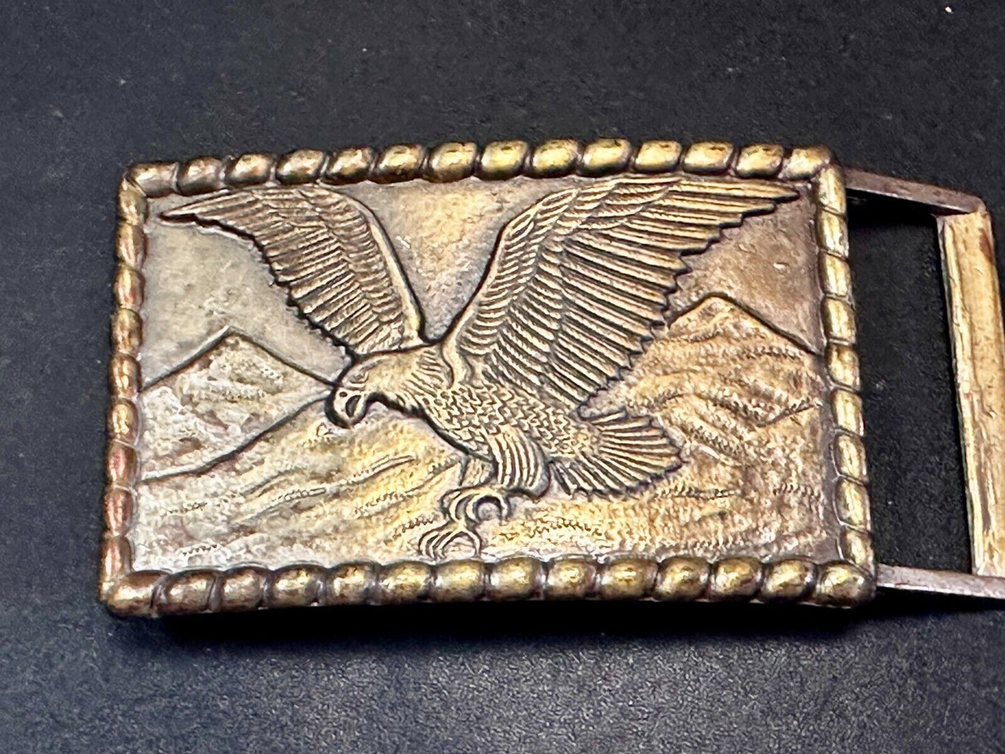 American Bald Eagle flying over majestic USA mountains Vintage Belt Buckle