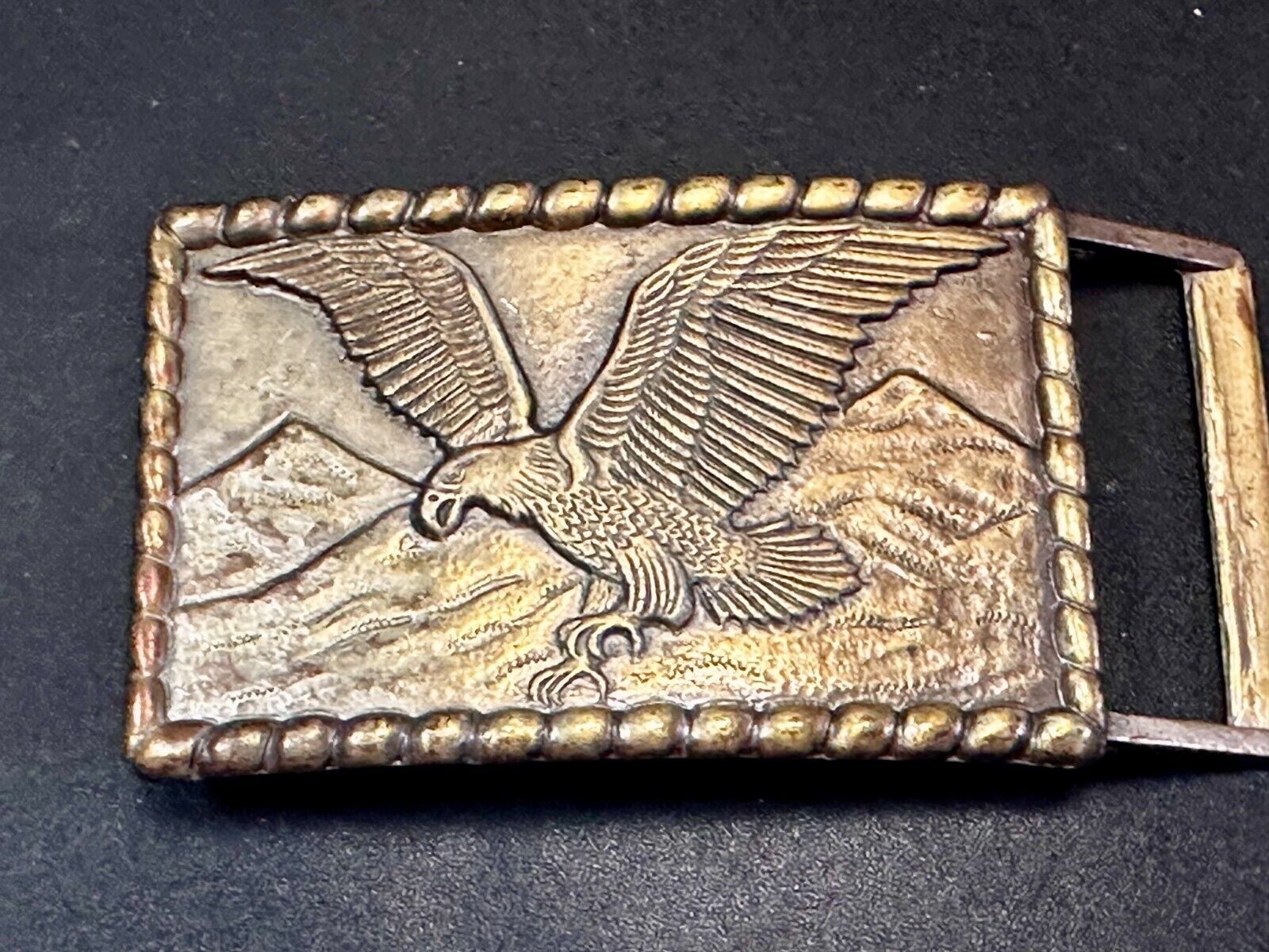 American Bald Eagle flying over majestic USA mountains Vintage Belt Buckle