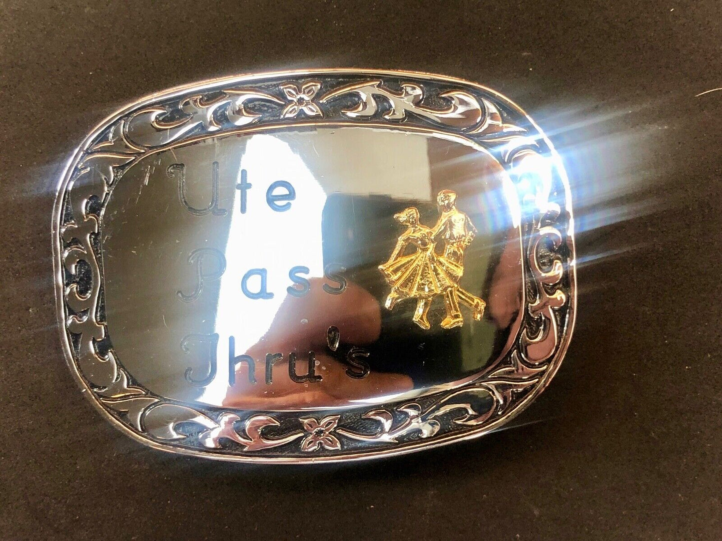 Ute Pass Thru's western country line square dancing couple  belt buckle 