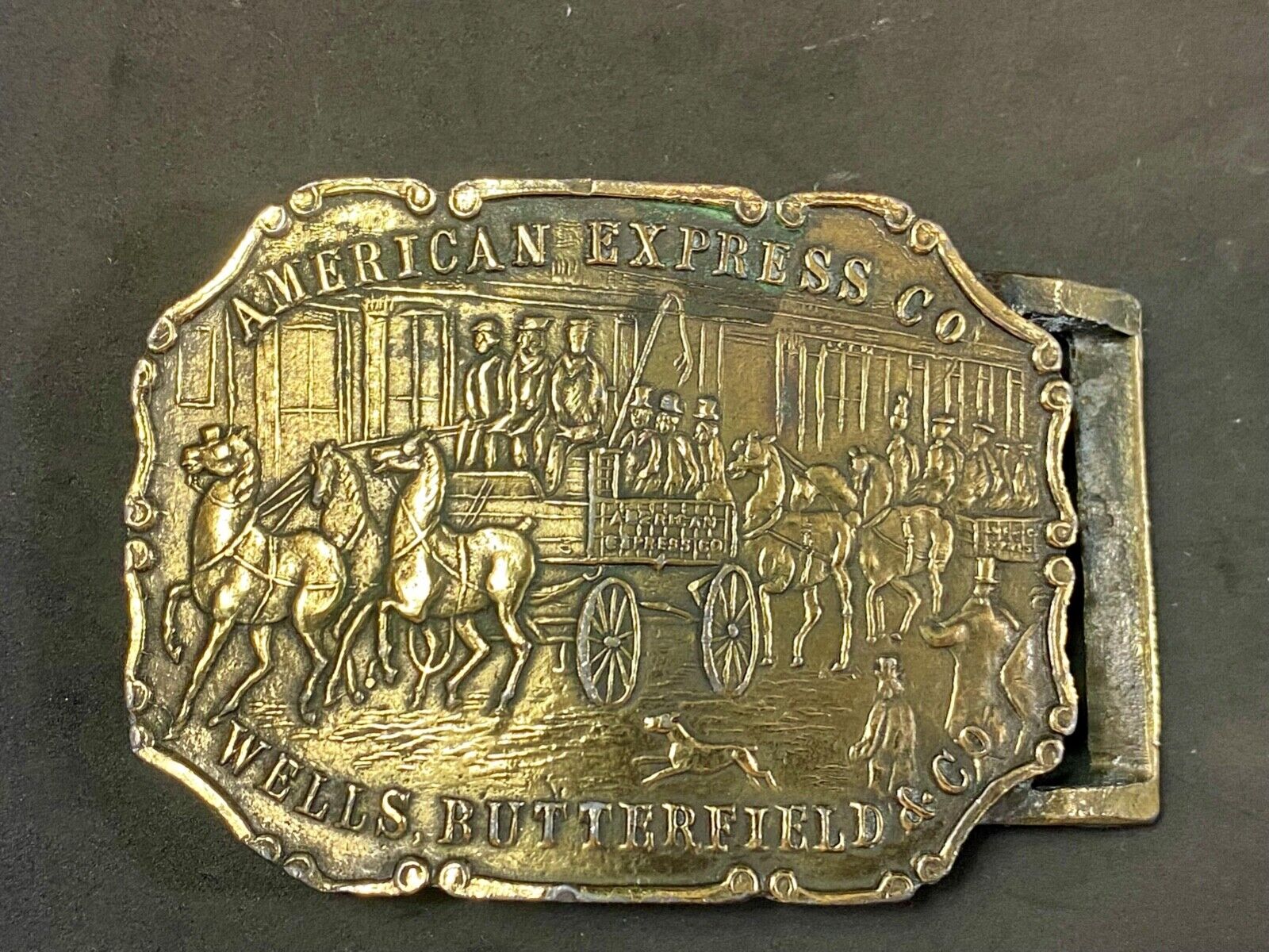 American Express Co Wells Butterfield & Co Vintage belt buckle marked NYC