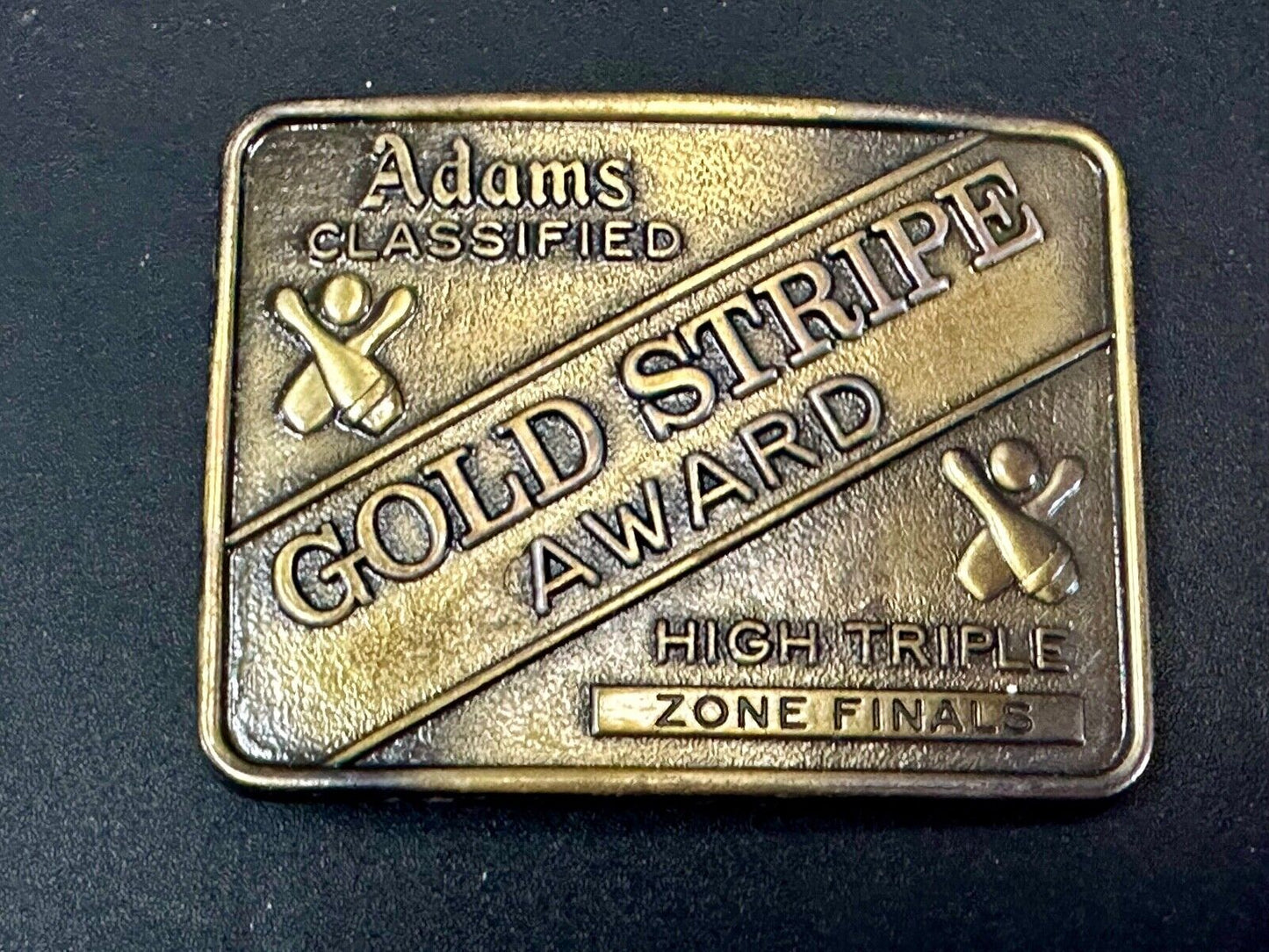 Adams Classified Bowling Gold Strike Award high Triple Zone Finals belt buckle