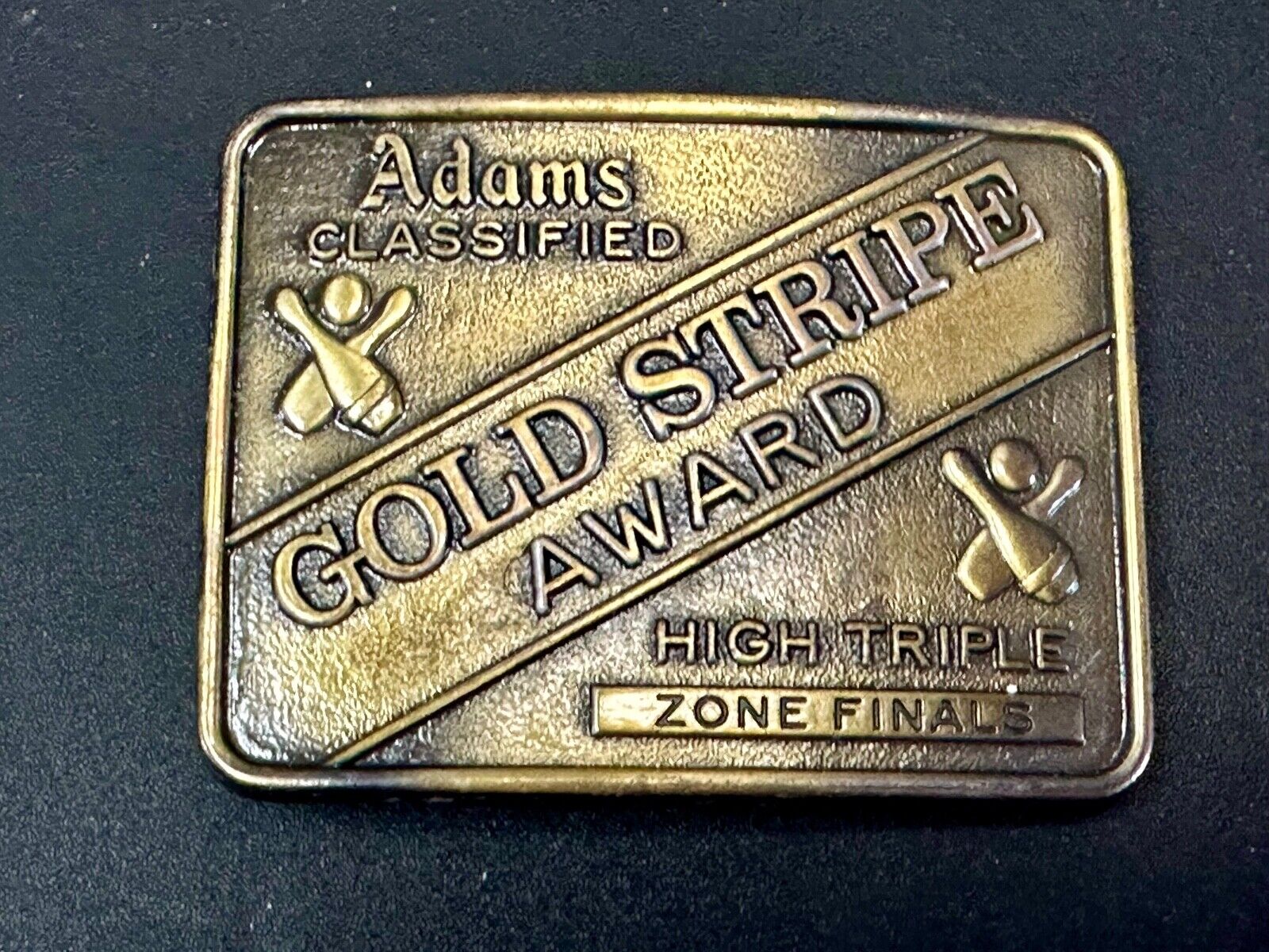Adams Classified Bowling Gold Strike Award high Triple Zone Finals belt buckle
