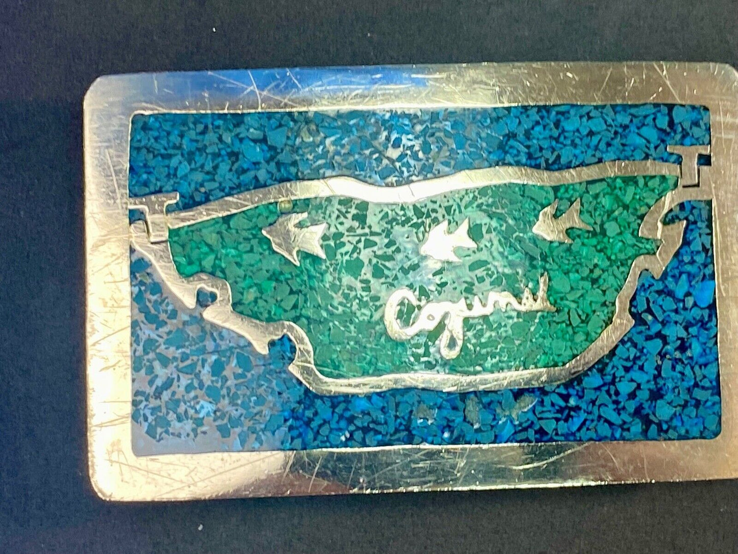 Unknown To Me!   Inlaid Quality Belt Buckle - Made In Mexico 