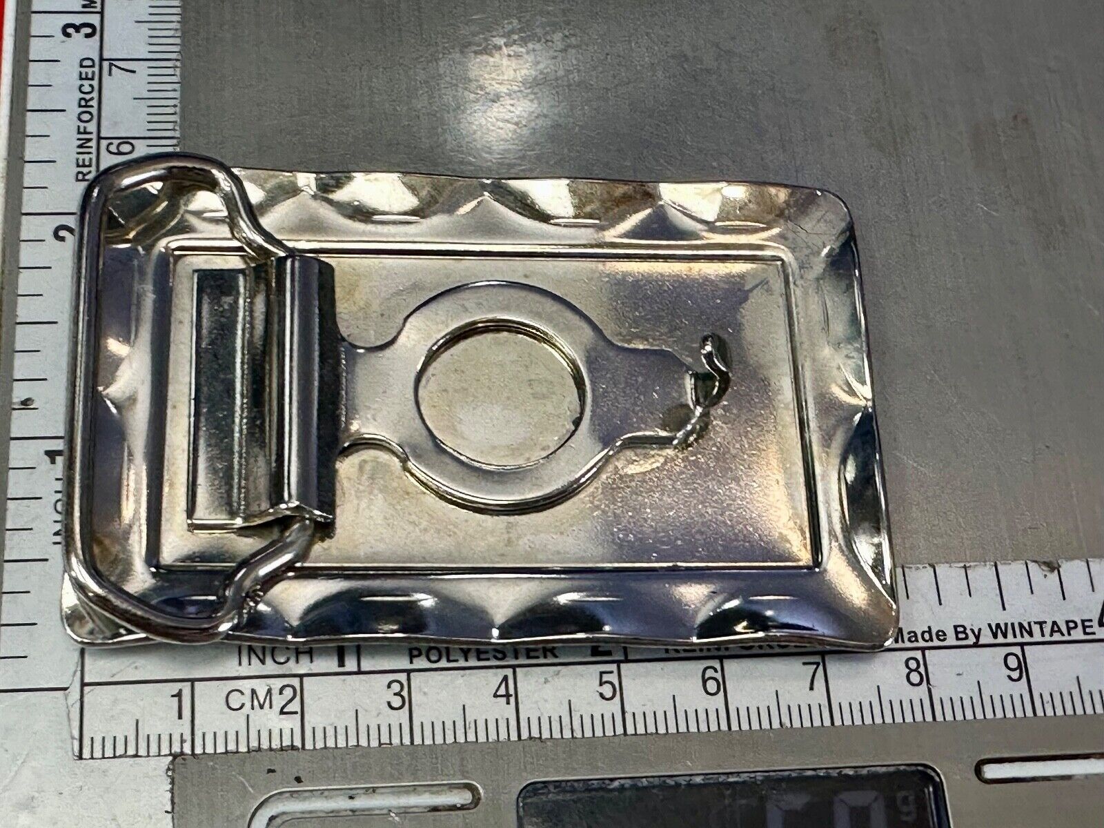 Union Pacific Yellow Train Rail Road Steam Engine silver tone vtg.  belt buckle