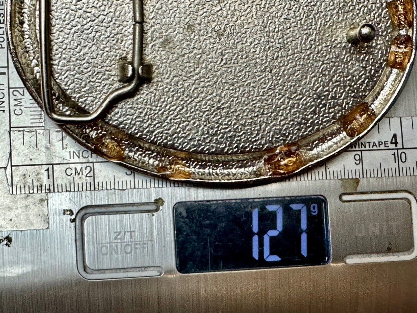 unique flip flop on sand - beach girls artisan belt buckle - missing stones?