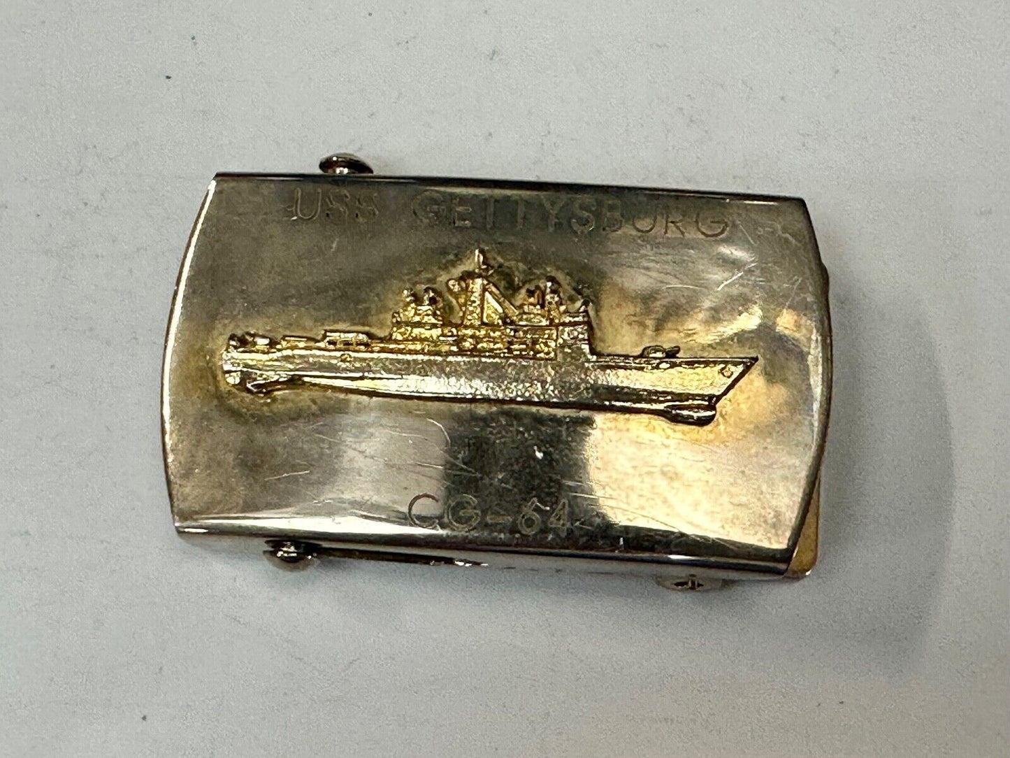 USS Gettysburg CG-64 Ticonderoga-class battleship solid brass belt buckle