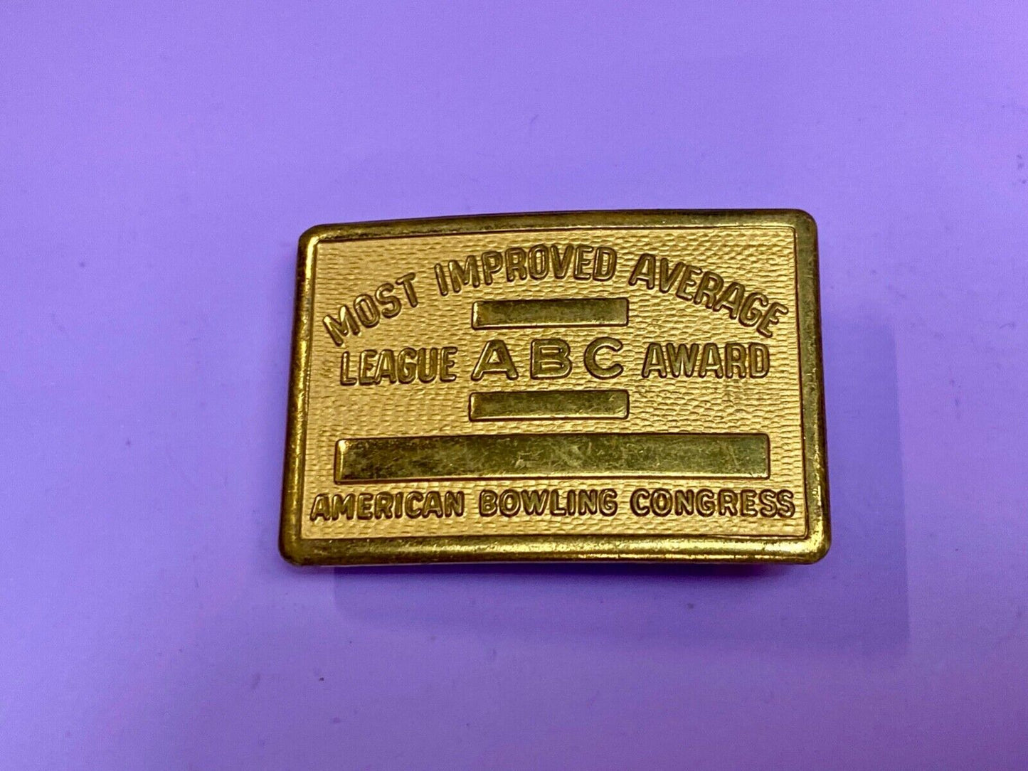 AMERICAN BOWLING CONGRESS MOST IMPROVED AVERAGE AWARD BELT BUCKLE BLANK RIBBON