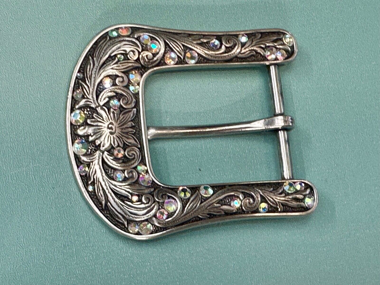 Ariat signed western ornate ranger silver tone belt buckle with Rhinestone's