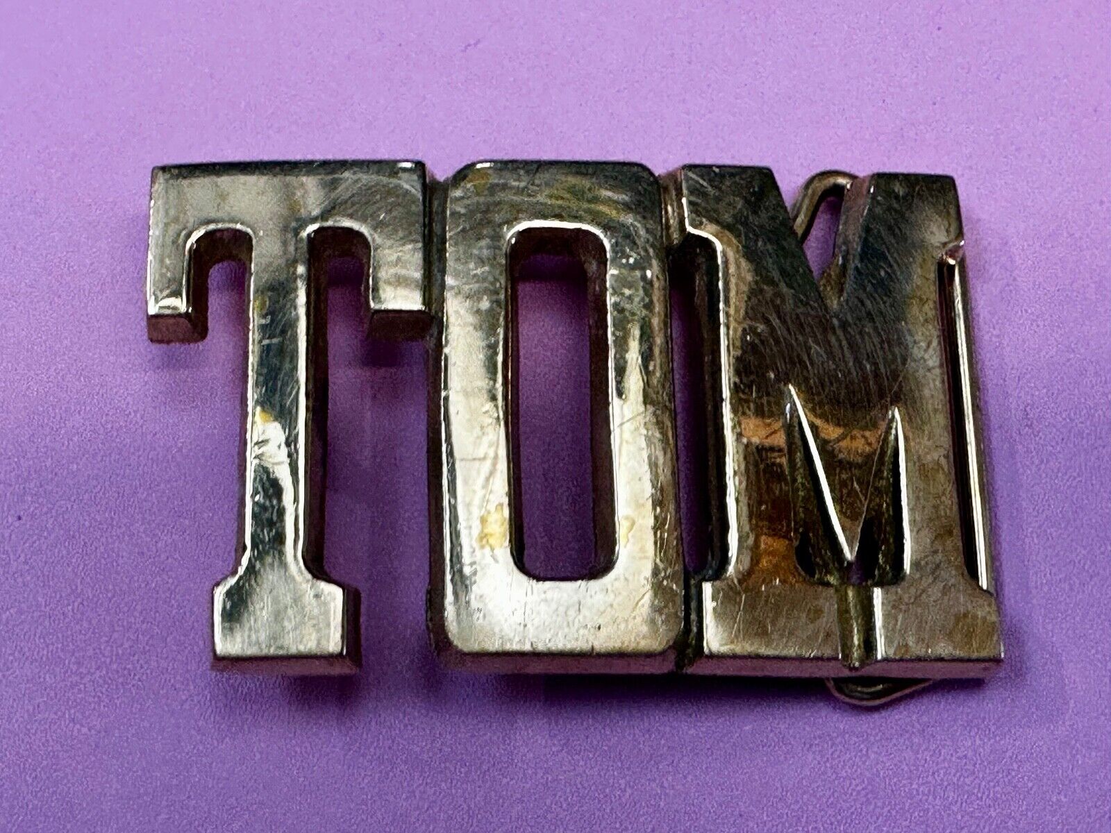 TOM - Custom Name cutout block letters Solid Brass Belt Buckle by Baron