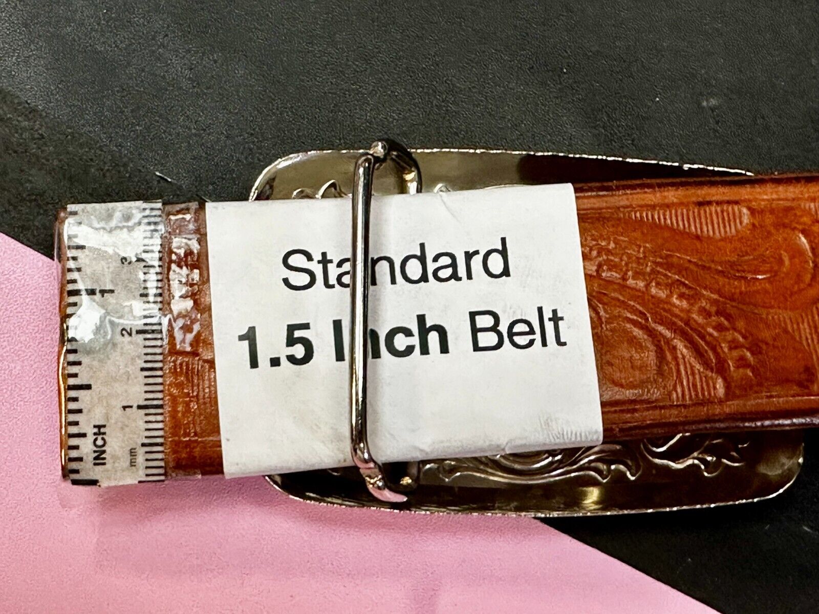 Western Cowboy Boots Vtg Two Tone Swirl Flower Border Belt Buckle - Made in USA