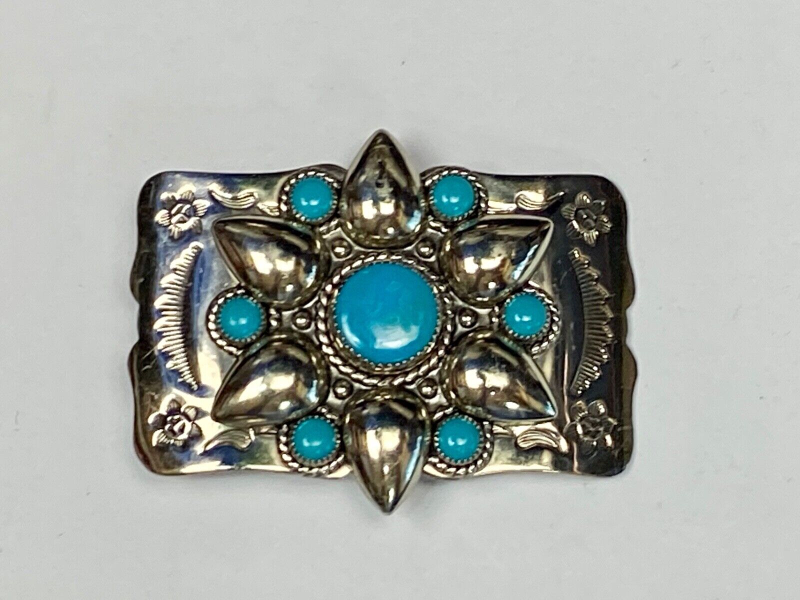 Beautiful Nickel Silver Southwestern 2.5" Wide Belt Buckle By Bell