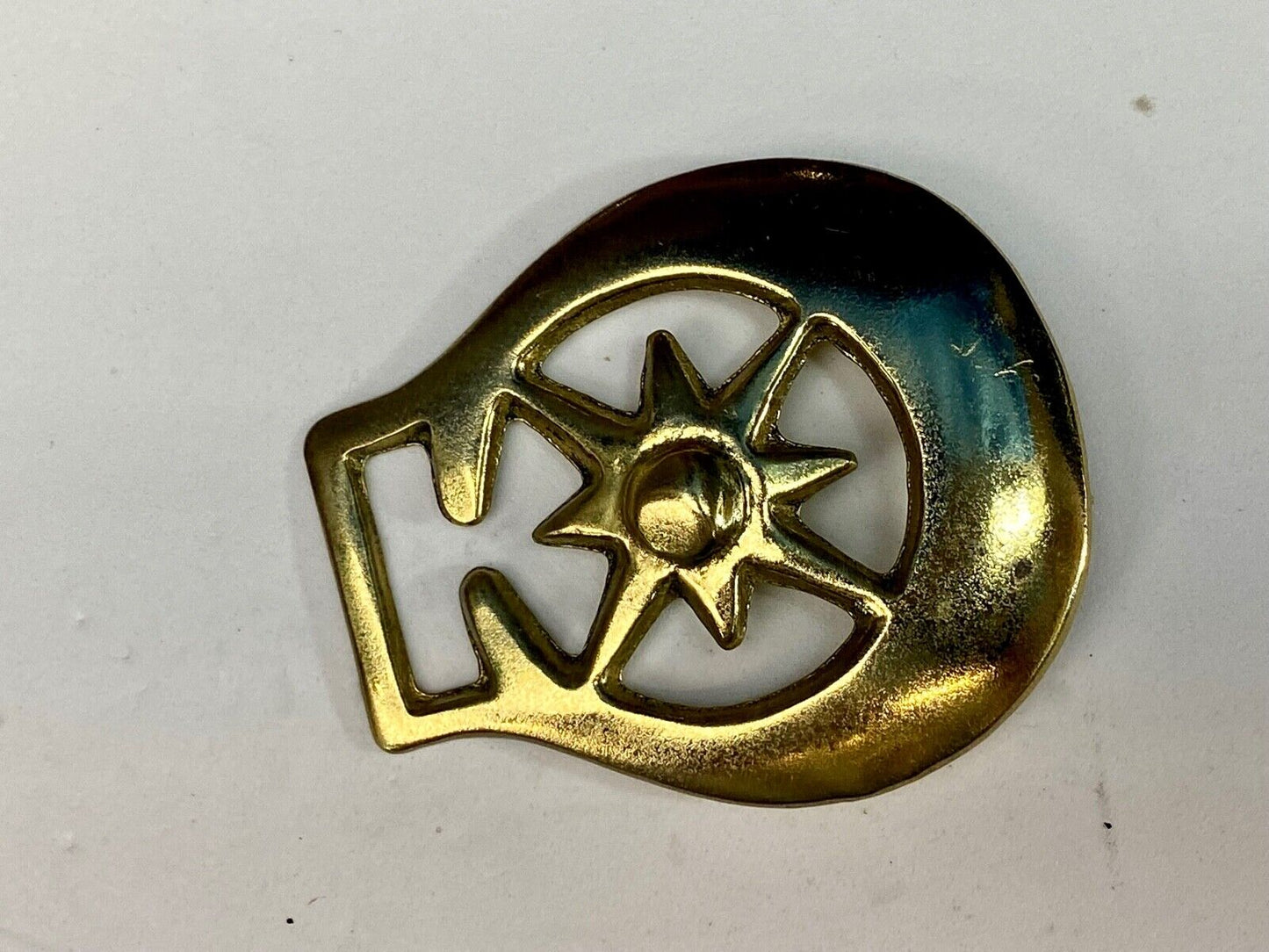 Vintage Horse Saddle Medallion Solid Brass nights STAR or cowgirls belt buckle!
