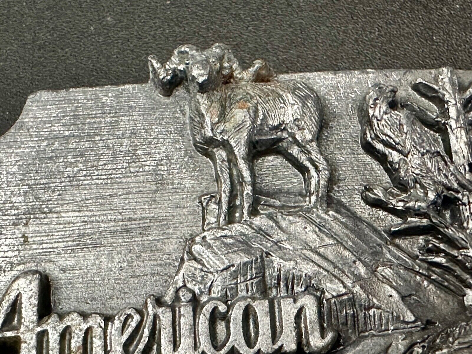 Alaska Wildlife Vintage 1991 Commemorative Pewter Belt Buckle