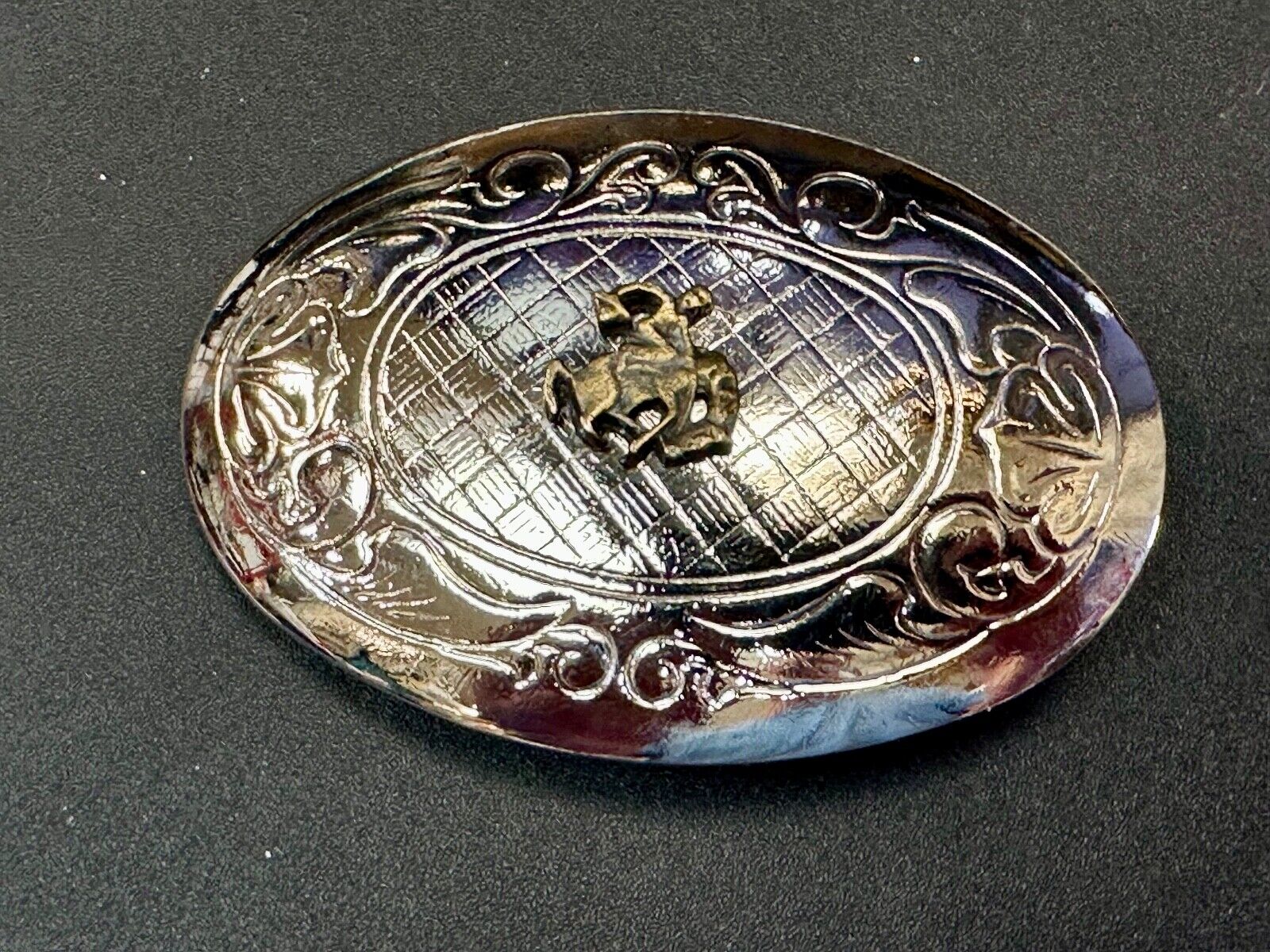 Vintage Cowboy Saddle Bronc western small center figure belt buckle