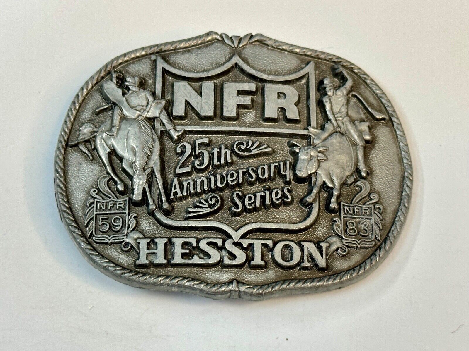 1983 HESSTON Belt Buckle NFR 25th Anniversary First Edition Limited Rodeo