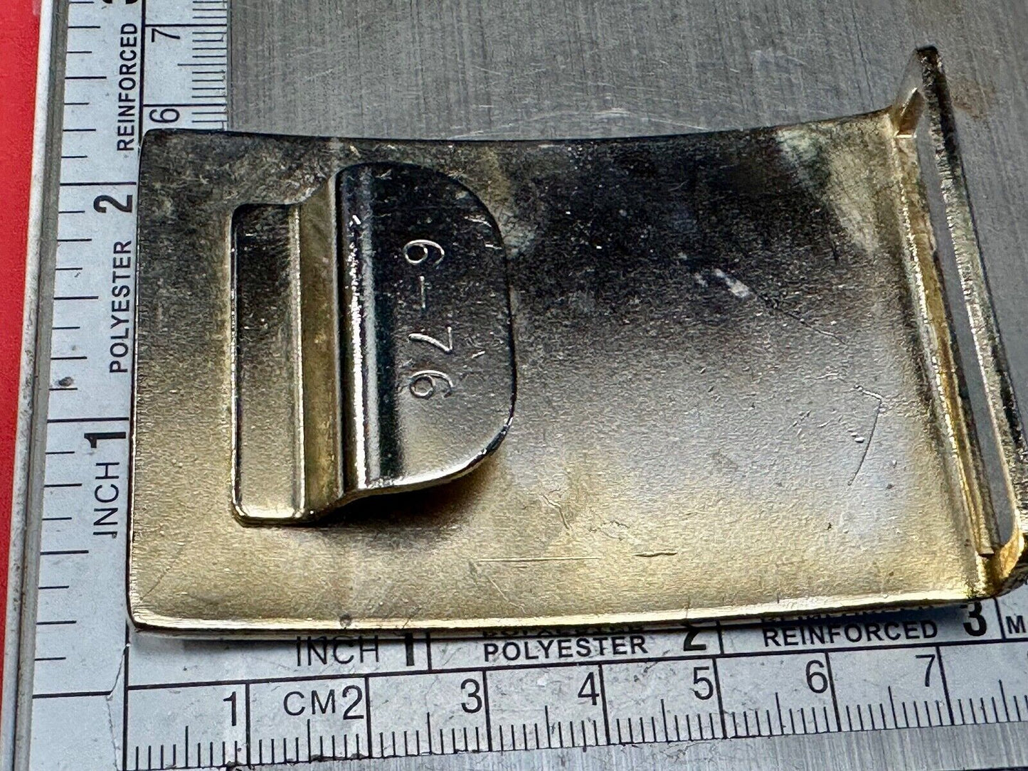 USMC Marine Corp NCO Dress Belt Plate Plain Belt Buckle 6-76 -some discoloration