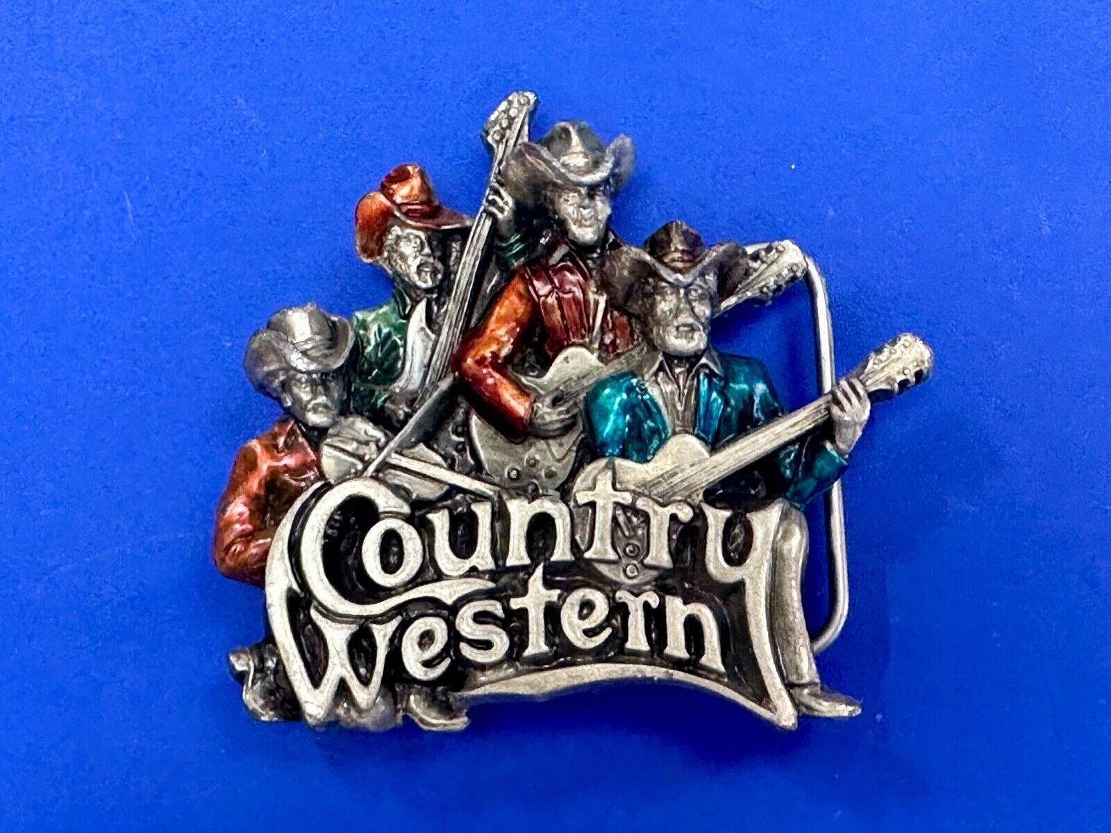 Vintage 1981 Enamel Country & Western Bergamot Brassworks Belt Buckle T-96