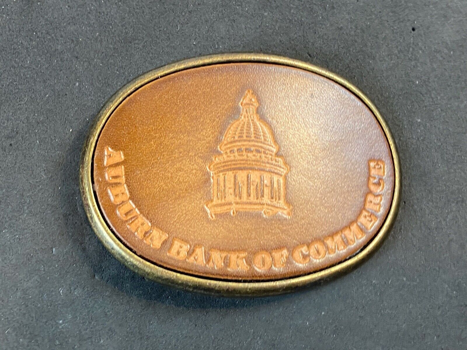 Auburn bank of commerce vintage Leather belt buckle by elcid