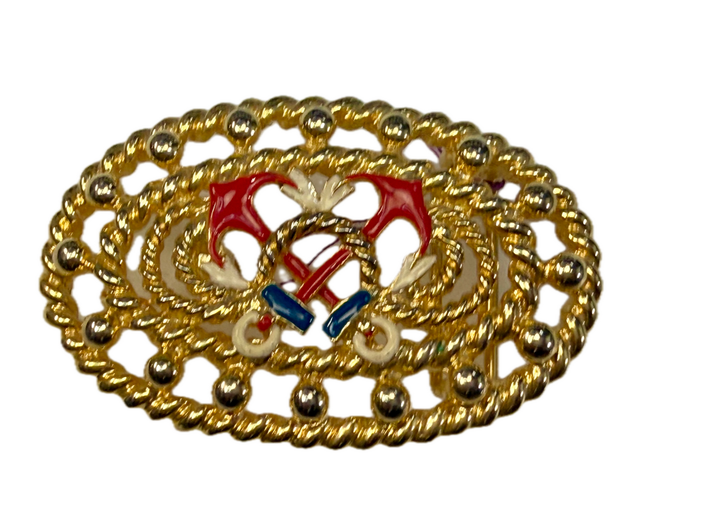 Anchor Rope Nautical Theme See-Trough Gold Tone 1987 Mimi Di N  Belt Buckle