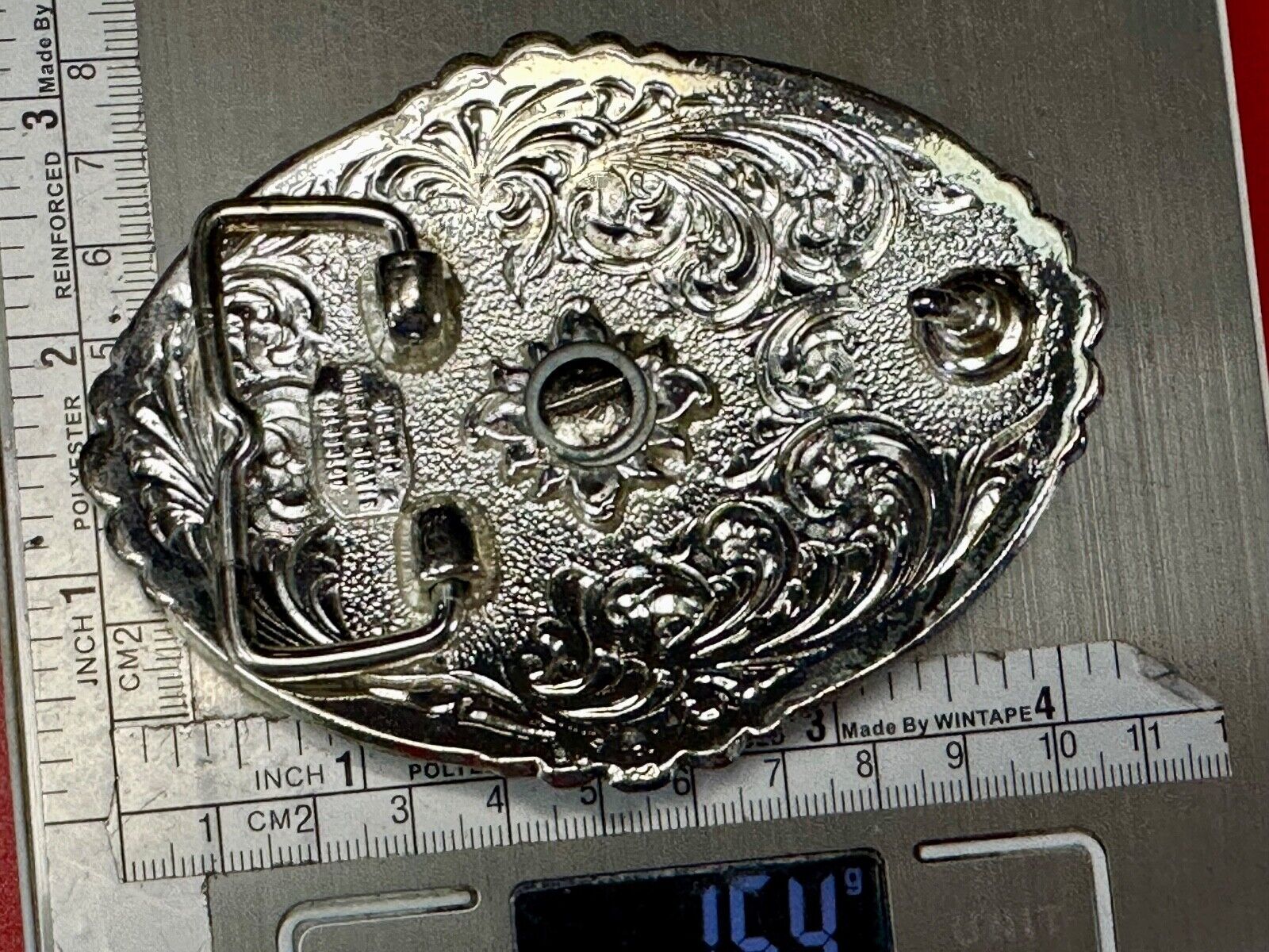 Authentic Silver plated pewter belt buckle with cowgirls girly pink rhinestones!