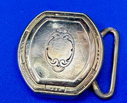 Art Deco gold filled 1/20 over plate Belt Buckle ready to engrave initial letter