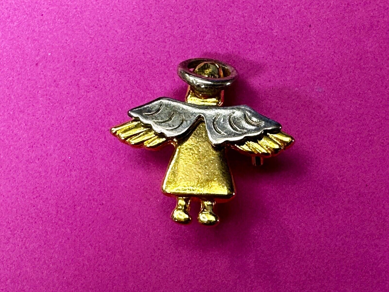 Vintage Guardian Angel Wings Silver & Gold Tone Brooch Pin IMO 95