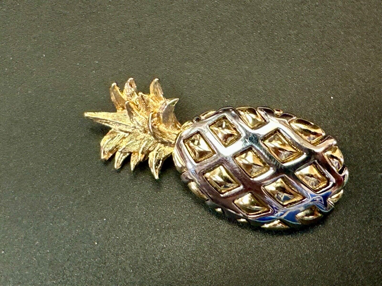 Vintage Jewelry Signed LC Silver & Gold Tone Pineapple