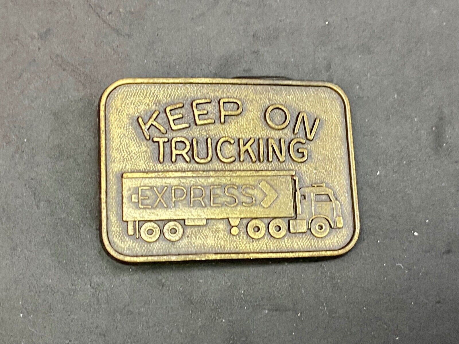 Vintage Keep On Truckin Express Driver Semi-Truck Big Rig Belt Buckle 
