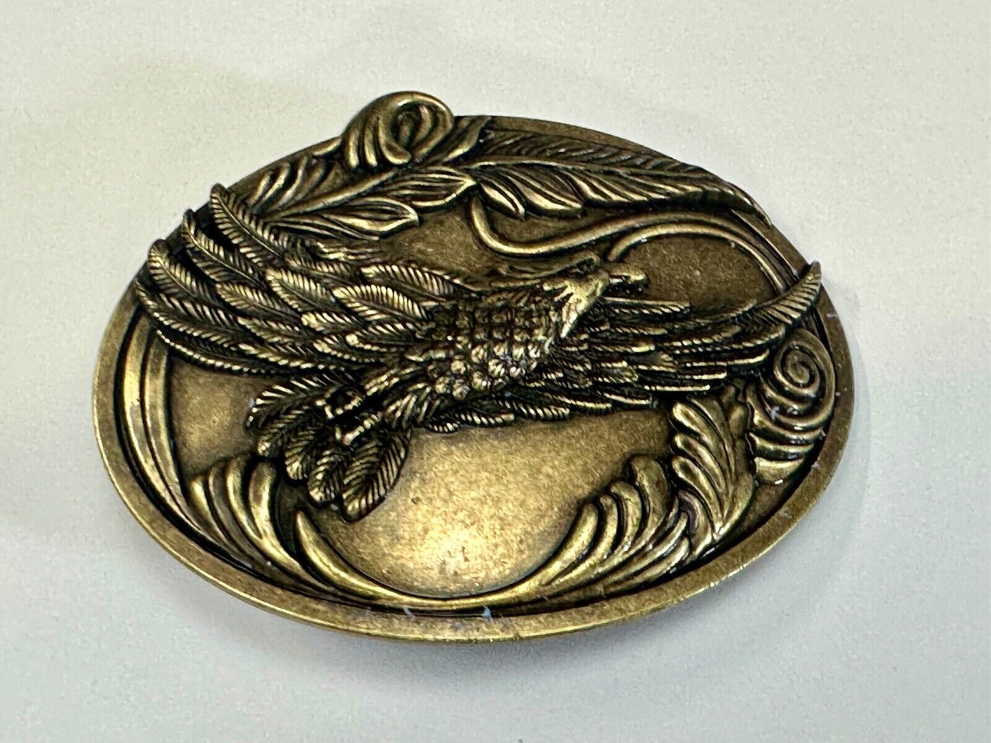 4" wide Flying Patriotic American Majestic Eagle oval belt buckle