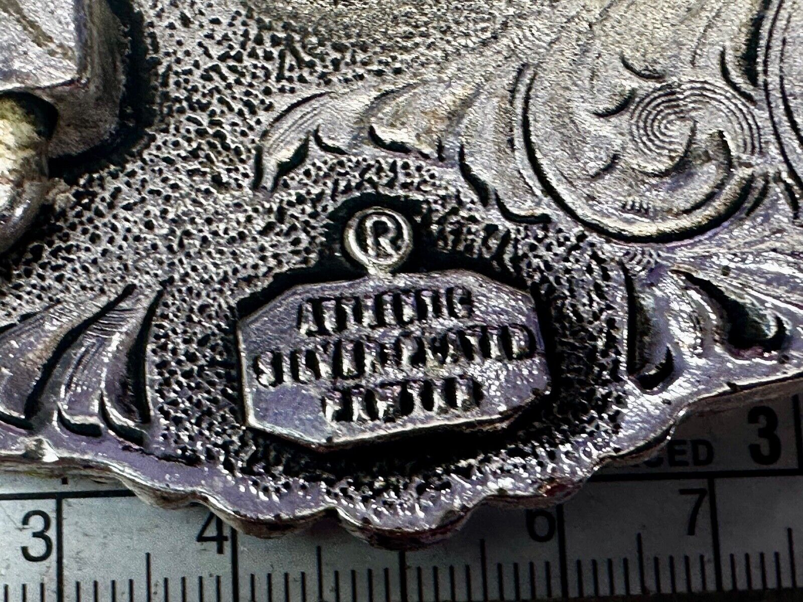 Authentic Silver Plated Western Cowboys flower swirl design Large Belt Buckle