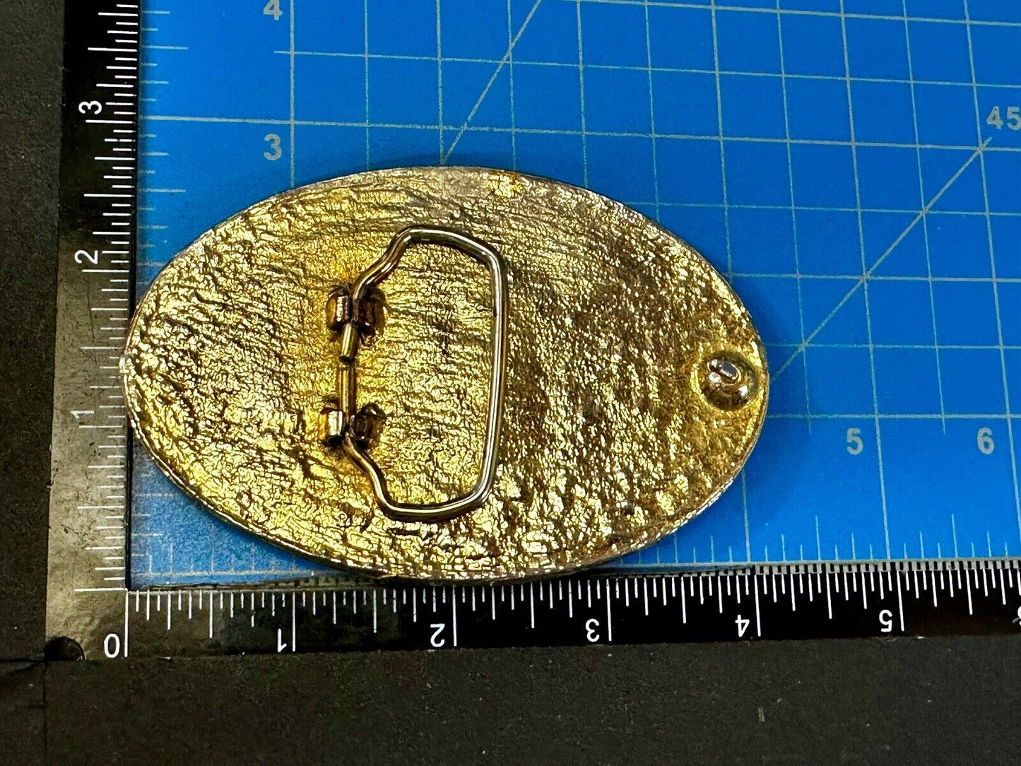3D Buffalo in wheat grass - Raised from gold tone Vintage Belt Buckle