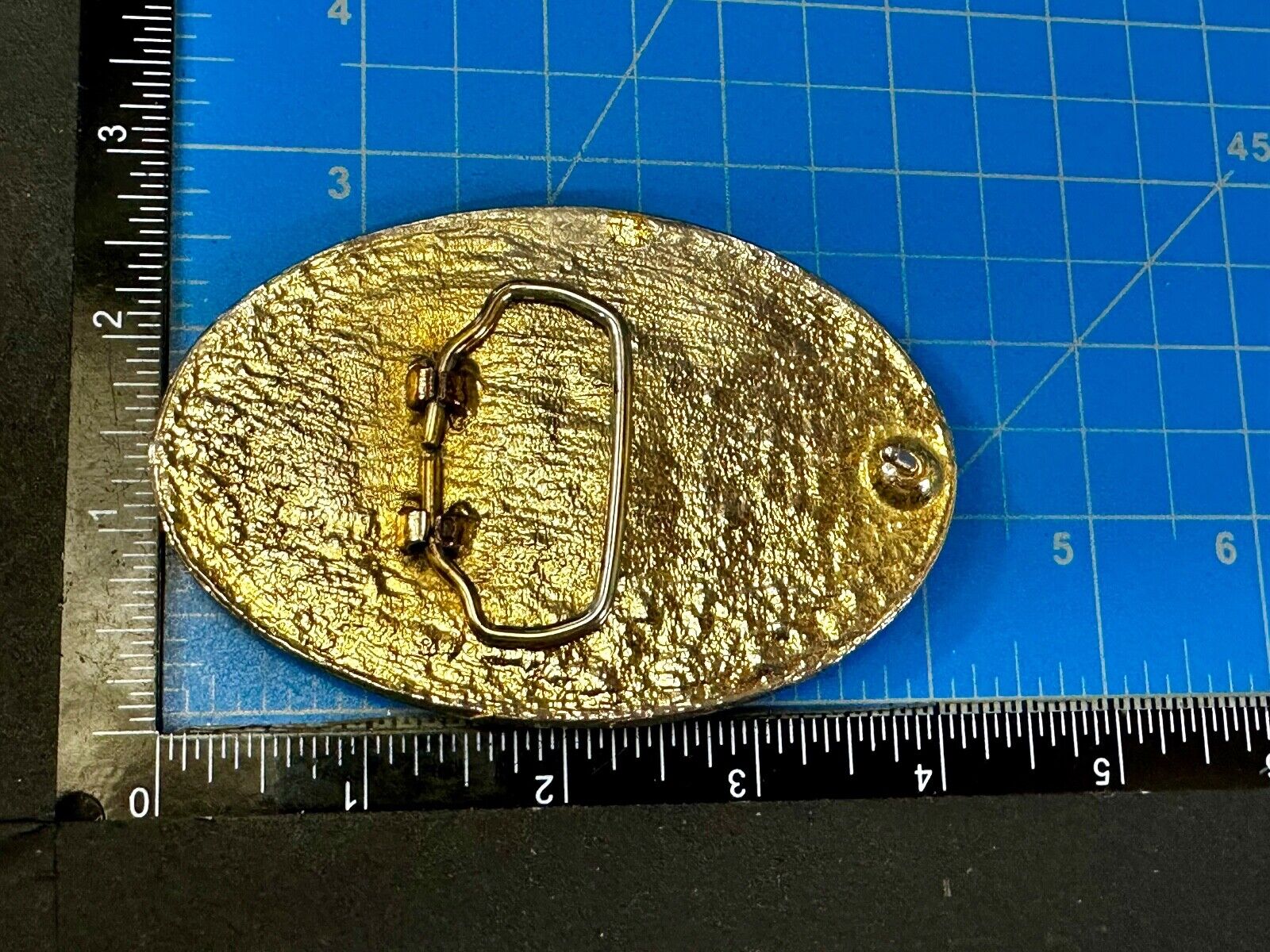 3D Buffalo in wheat grass - Raised from gold tone Vintage Belt Buckle