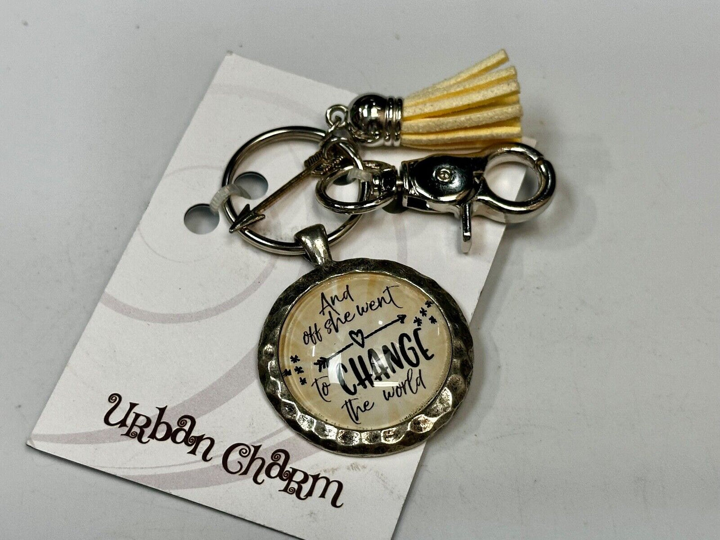 And Off She Went To Change The World Keychain, Key Ring by Urban Charm
